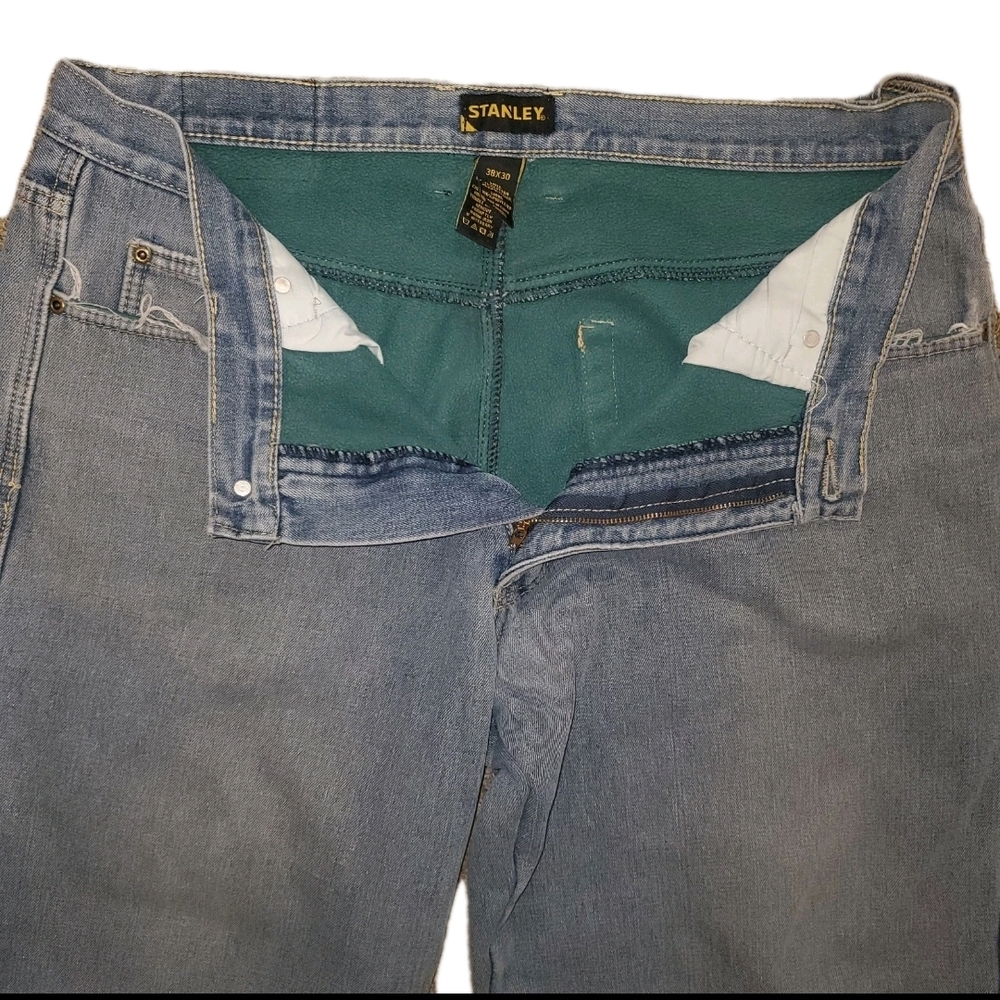 Stanley Jeans Mens 38X30 Blue Fleece Lined Comfort Stretch Relaxed Workwear